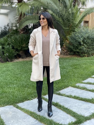 Taş Kısa Bürümcük Kadın Kaban