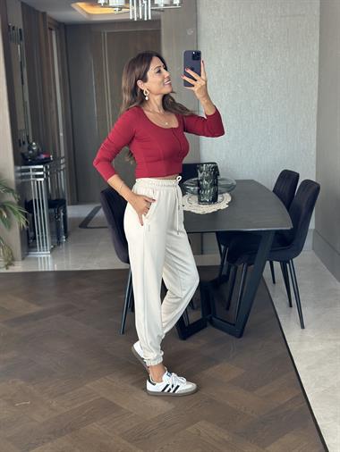 Taş Modal Oysh Paçası Lastikli Kadın Eşofman Altı