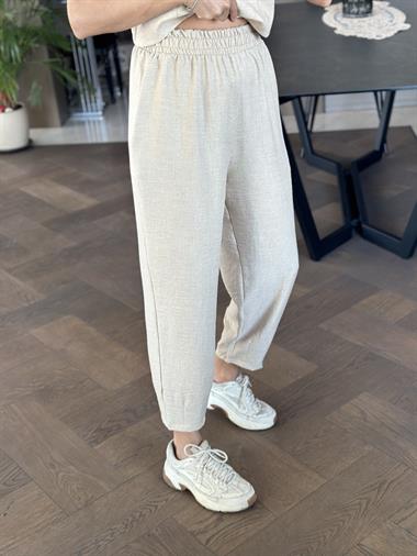 Taş Paçası Pensli Beli Lastikli Cepli Aerobin Kadın Pantolon