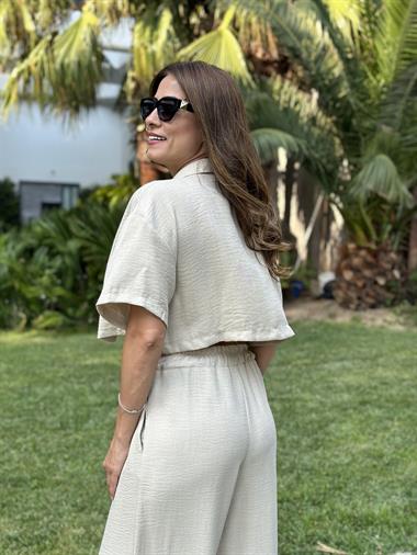 Taş Tin Tin Crop Gömlek Pantolon Kadın İkili Takım