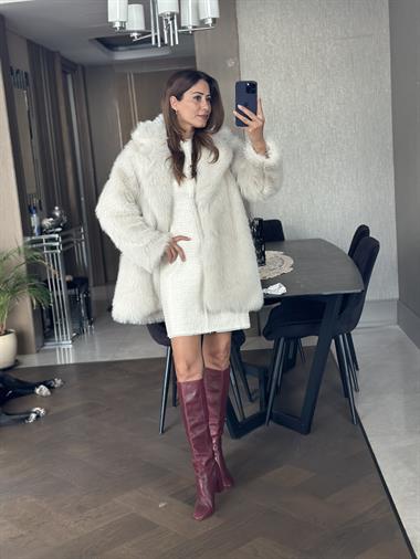 Taş Uzun Boy Lolita Kadın Kürk Mont