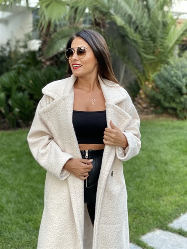 Taş Uzun Buklet Kadın Kaban