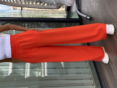 Turuncu Beli Kalın Lastikli Aerobin Kadın Pantolon