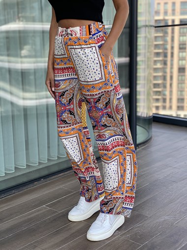 Turuncu Desenli Pantolon