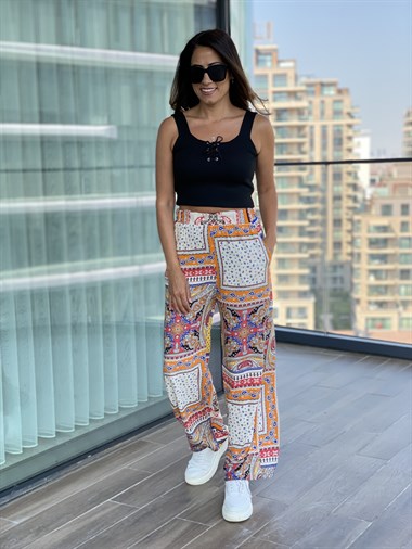 Turuncu Desenli Pantolon