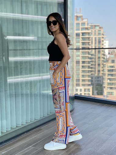 Turuncu Desenli Pantolon
