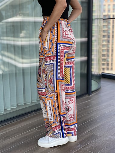 Turuncu Desenli Pantolon