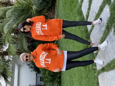 Turuncu Kapüşonlu Los Angeles Baskılı Kadın Sweatshirt