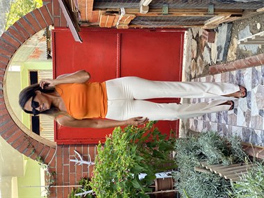 Turuncu Tek Omzu İp Asklı Buzzy Kadın Bluz