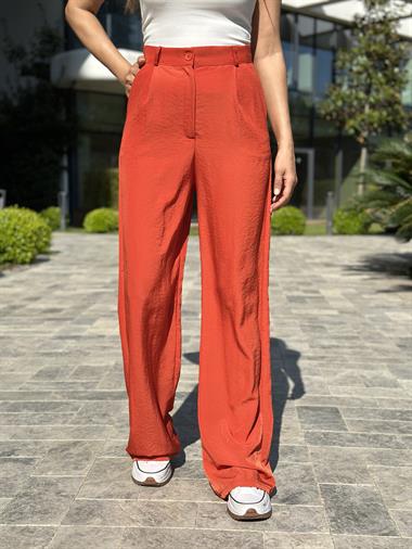 Turuncu Tensel Cepli Bol Paça Kadın Pantolon