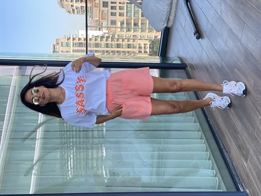 Turuncu Torba Cepli Aerobin Kadın Şort