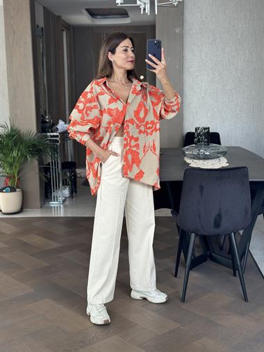 Turuncu Vizon Salaş Kadın Gömlek