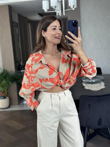 Turuncu Vizon Salaş Kadın Gömlek