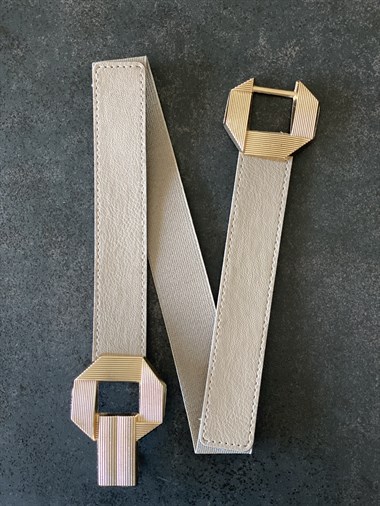 Vizon Arka Beli Lastikli Gold Tokalı Kadın Kemer