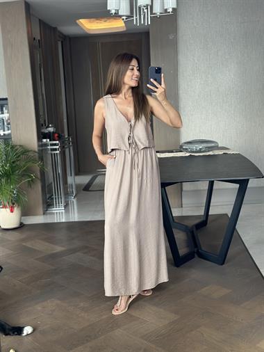 Vizon Bağcıklı Yelek Etek Kadın Alt Üst Takım