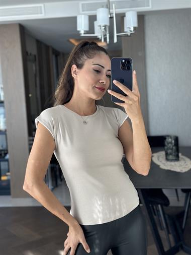 Vizon Bisiklet Yaka Kol Ucu Taş Zincirli Kadın Bluz