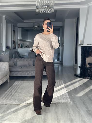 Vizon Bisiklet Yaka Yünlü Basic Kadın Triko Kazak