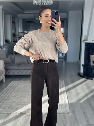 Vizon Bisiklet Yaka Yünlü Basic Kadın Triko Kazak