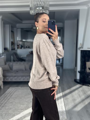 Vizon Bisiklet Yaka Yünlü Basic Kadın Triko Kazak