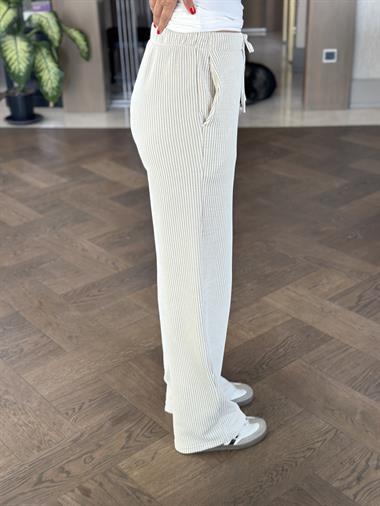 Vizon Çizgili Melanj Beli Lastikli Kadın Pantolon