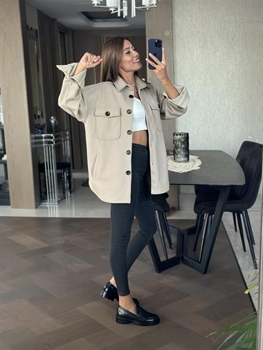 Vizon Dört Cepli İthal Kaşe Kadın Gömlek