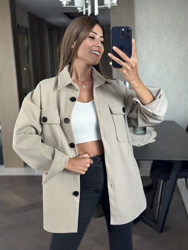 Vizon Dört Cepli İthal Kaşe Kadın Gömlek