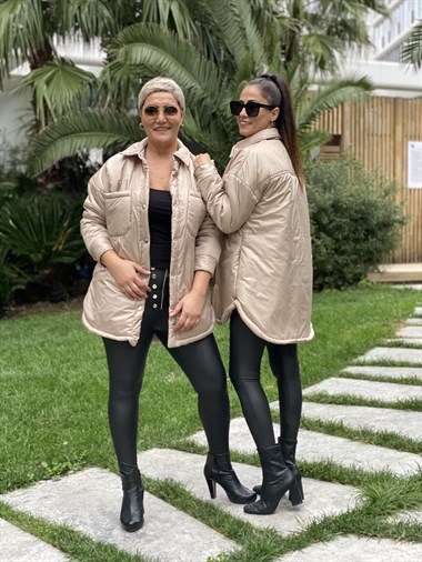 Vizon İçi Elyaf Önü Cepli Kadın Ceket Mont