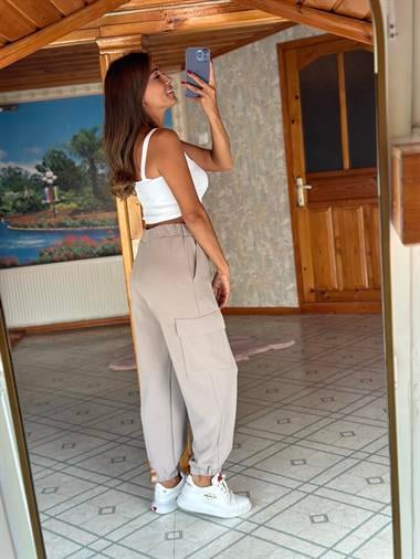 Vizon Kargo Cep Bel Ve Paça Lastikli Modal Kadın Pantolon