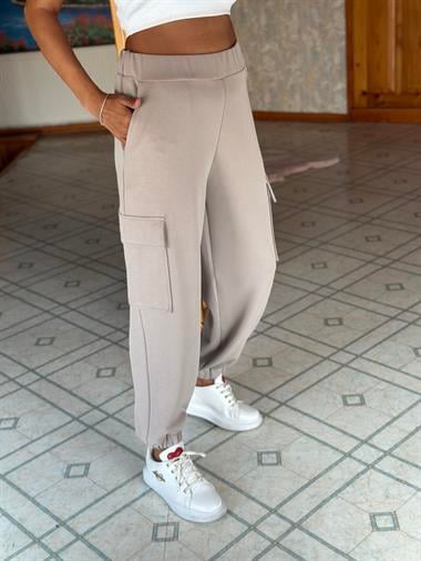 Vizon Kargo Cep Bel Ve Paça Lastikli Modal Kadın Pantolon