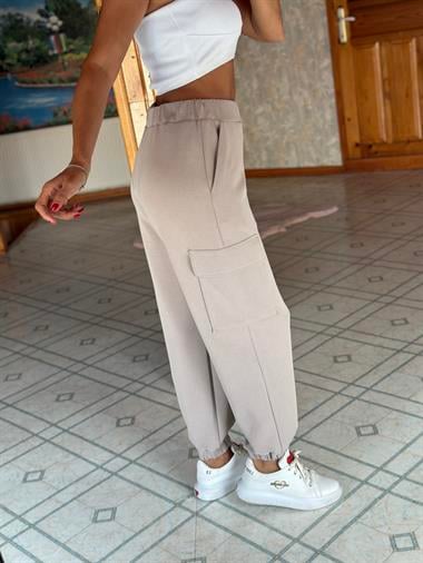 Vizon Kargo Cep Bel Ve Paça Lastikli Modal Kadın Pantolon