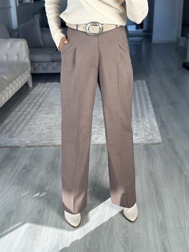 Vizon Karol Kancalı Bol Paça Kadın Kumaş Pantolon