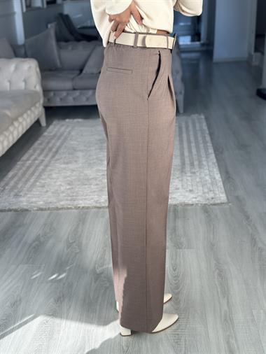 Vizon Karol Kancalı Bol Paça Kadın Kumaş Pantolon