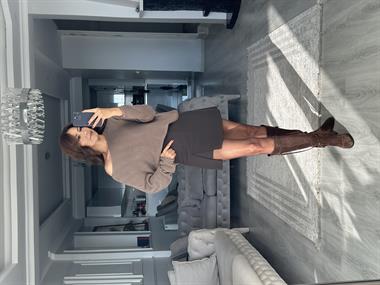 Vizon Kayık Yaka Basic Kadın Triko Kazak