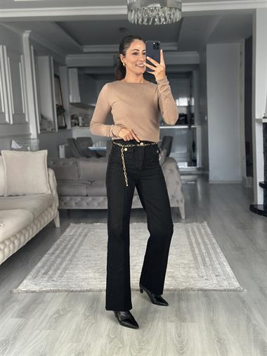 Vizon Kayık Yaka Kaşmirli Ultra Hafif Kadın Kazak