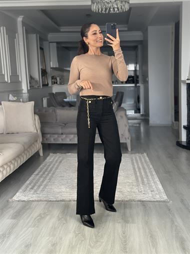 Vizon Kayık Yaka Kaşmirli Ultra Hafif Kadın Kazak