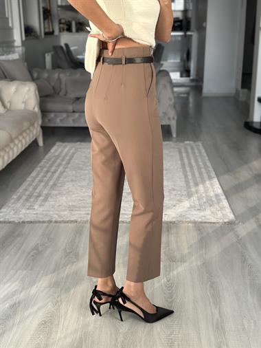 Vizon Kemerli Flatolu Kadın Kumaş Pantolon