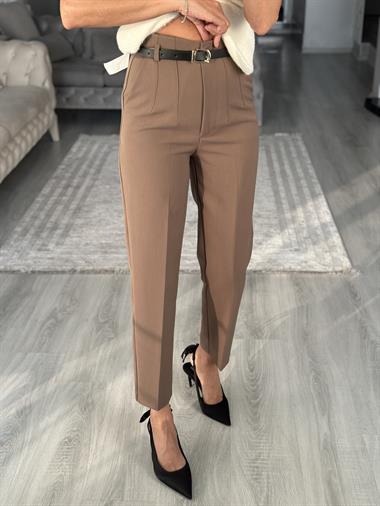 Vizon Kemerli Flatolu Kadın Kumaş Pantolon