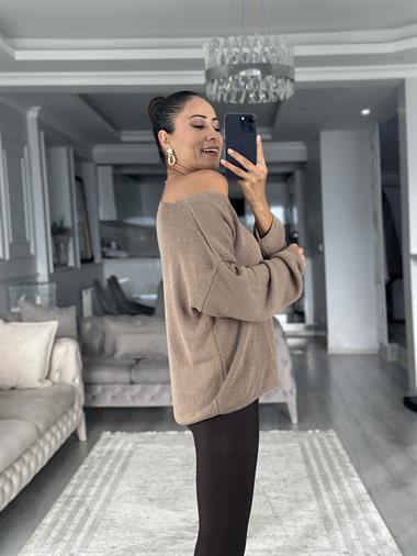 Vizon Oval Yaka Uzun Kol Kadın Triko Kazak