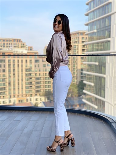 Vizon Oversize Saten Gömlek