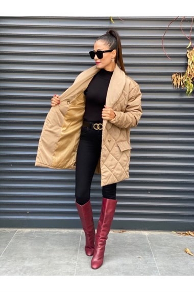 Vizon Şal Yaka Kapitone Mont