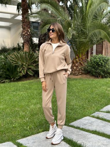 Vizon Yarım Fermuarlı Modal Kadın Eşofman Takımı