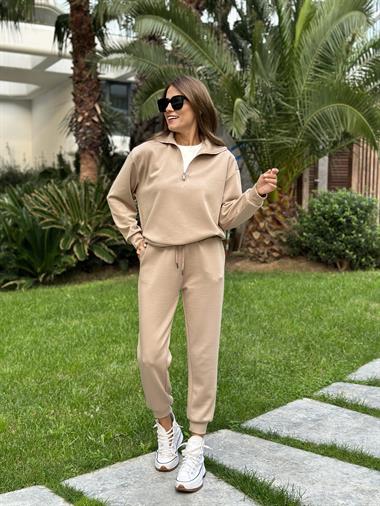 Vizon Yarım Fermuarlı Modal Kadın Eşofman Takımı