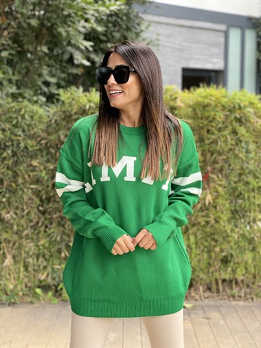 Yeşil Bisiklet Yaka Limits Triko Kadın Kazak