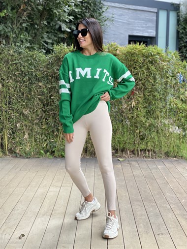 Yeşil Bisiklet Yaka Limits Triko Kadın Kazak