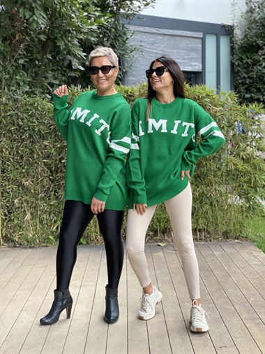 Yeşil Bisiklet Yaka Limits Triko Kadın Kazak