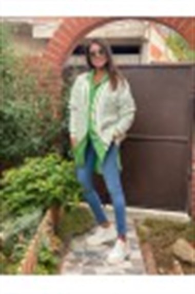 Yeşil Çift Cepli Triko Hırka