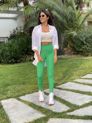 Yeşil Geniş Kemerli Nano Kadın Tayt