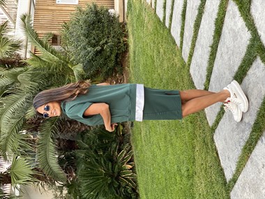 Yeşil Kapüşonlu Sweatshirt Etek Kadın İkili  Takım