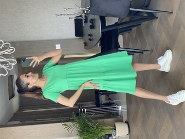 Yeşil Kısa Kol Robadan Penye Elbise