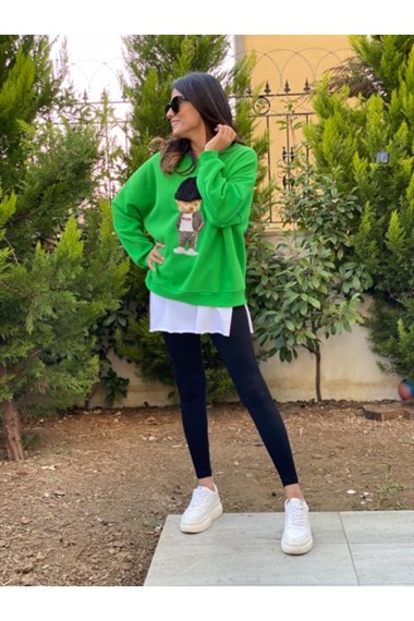 Yeşil Şapkalı Sweatshirt